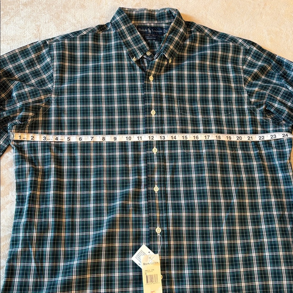 Ralph Lauren “Custom Fit” Blue Plaid Button Down Mens Shirt Size XL NWT New - Picture 6 of 15